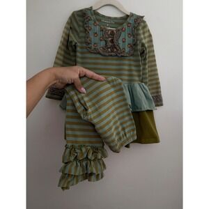 Mustard Pie Girls Striped Ruffle Tunic &  Pant Outfit Set Size Girls Size 5T